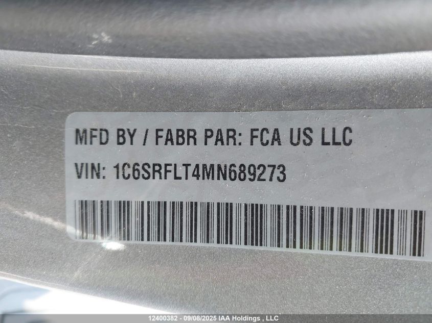 2021 Ram 1500 Rebel VIN: 1C6SRFLT4MN689273 Lot: 12400382