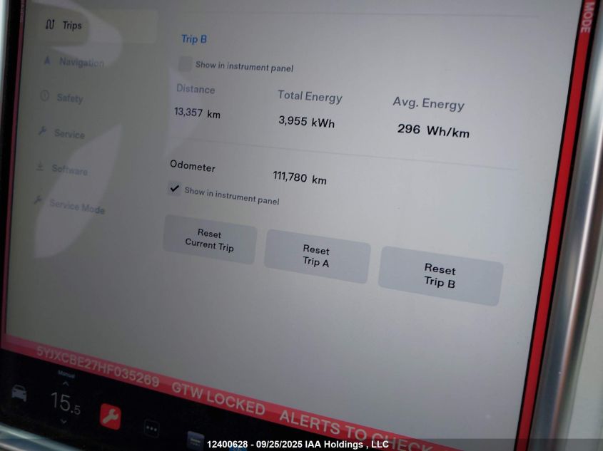 2017 Tesla Model X VIN: 5YJXCBE27HF035269 Lot: 12400628