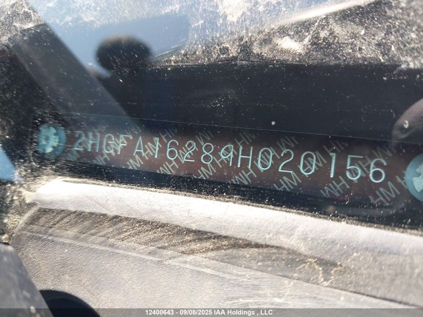 2009 Honda Civic Dx VIN: 2HGFA16289H020156 Lot: 12400643