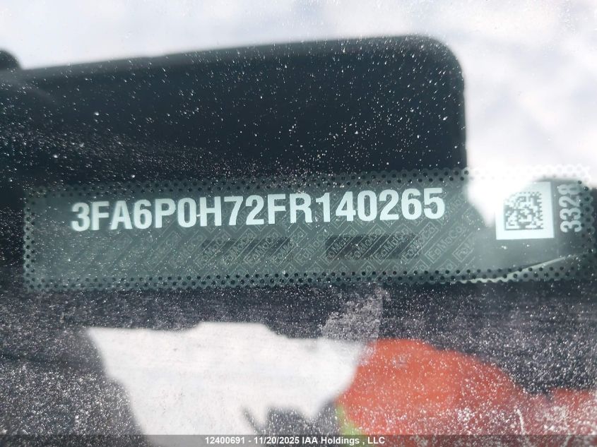 2015 Ford Fusion VIN: 3FA6P0H72FR140265 Lot: 12400691