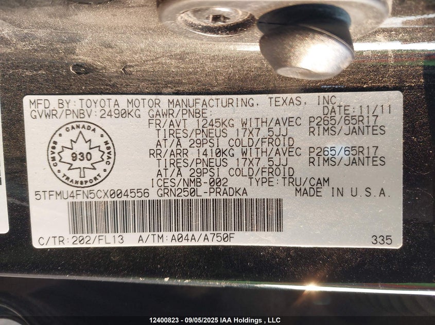 5TFMU4FN5CX004556 2012 TOYOTA TACOMA photo no. 19