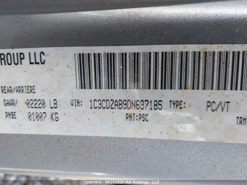 2013 Dodge Avenger VIN: 1C3CDZAB9DN697185 Lot: 12401010