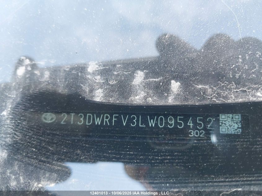 2020 Toyota Rav4 Limited VIN: 2T3DWRFV3LW095452 Lot: 12401013