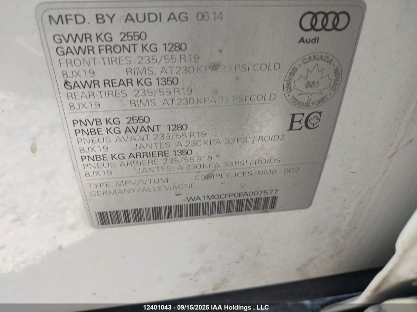 2015 Audi Q5 Technik VIN: WA1MGCFP0FA007577 Lot: 12401043