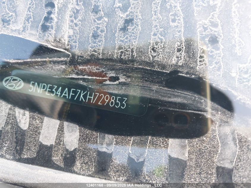 2019 Hyundai Sonata Preferred VIN: 5NPE34AF7KH729853 Lot: 12401168
