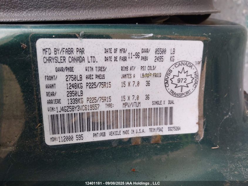 1997 Jeep Grand Cherokee Laredo/Tsi VIN: 1J4GZ58Y3VC619557 Lot: 12401181