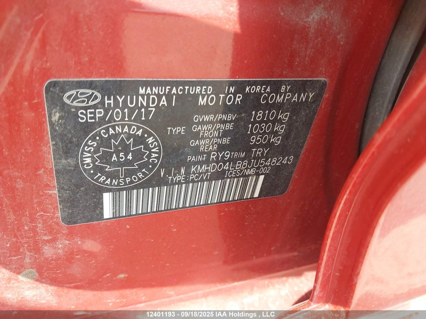 KMHD04LB8JU548243 2018 HYUNDAI ELANTRA photo no. 18