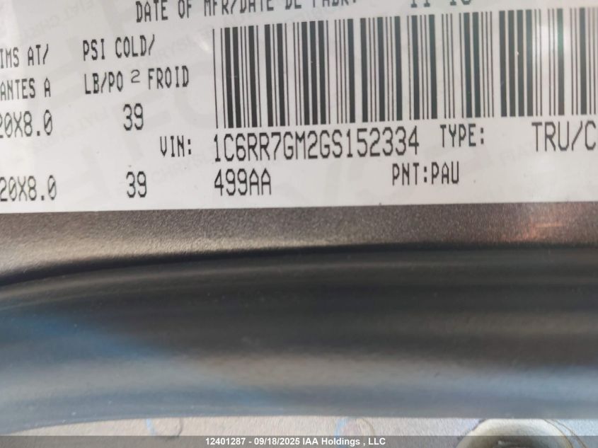 2016 Ram 1500 Slt VIN: 1C6RR7GM2GS152334 Lot: 12401287