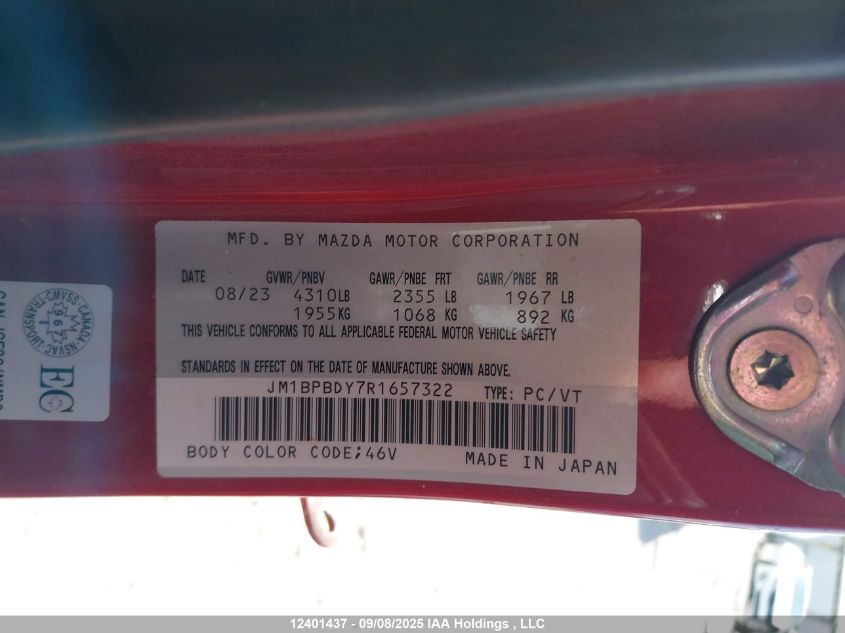 2024 Mazda 3 Gt VIN: JM1BPBDY7R1657322 Lot: 12401437