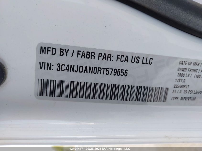 2024 Jeep Compass Sport VIN: 3C4NJDAN0RT579656 Lot: 12401447