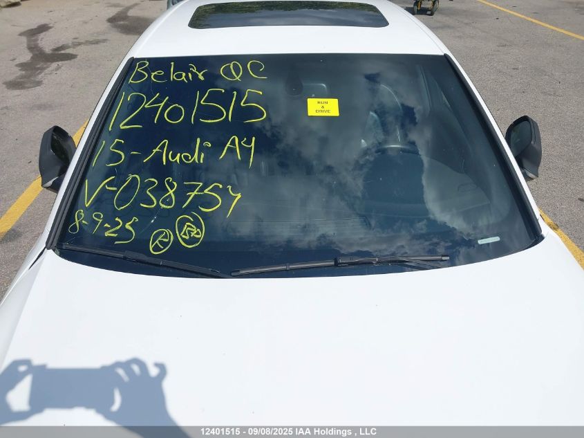 2015 Audi A4 VIN: WAUFFCFL2FN038754 Lot: 12401515