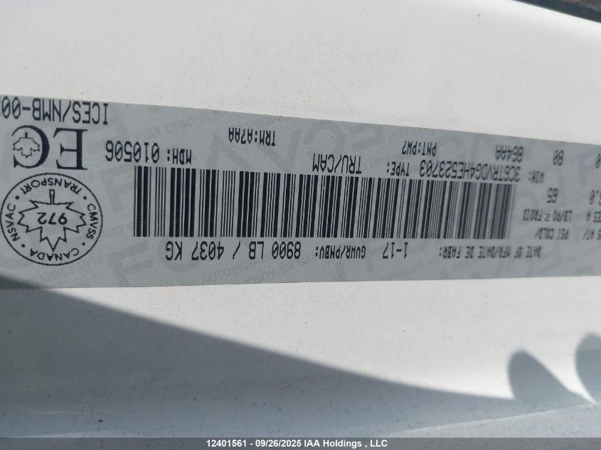 2017 Ram Promaster 2500 High Roof VIN: 3C6TRVDG4HE523703 Lot: 12401561