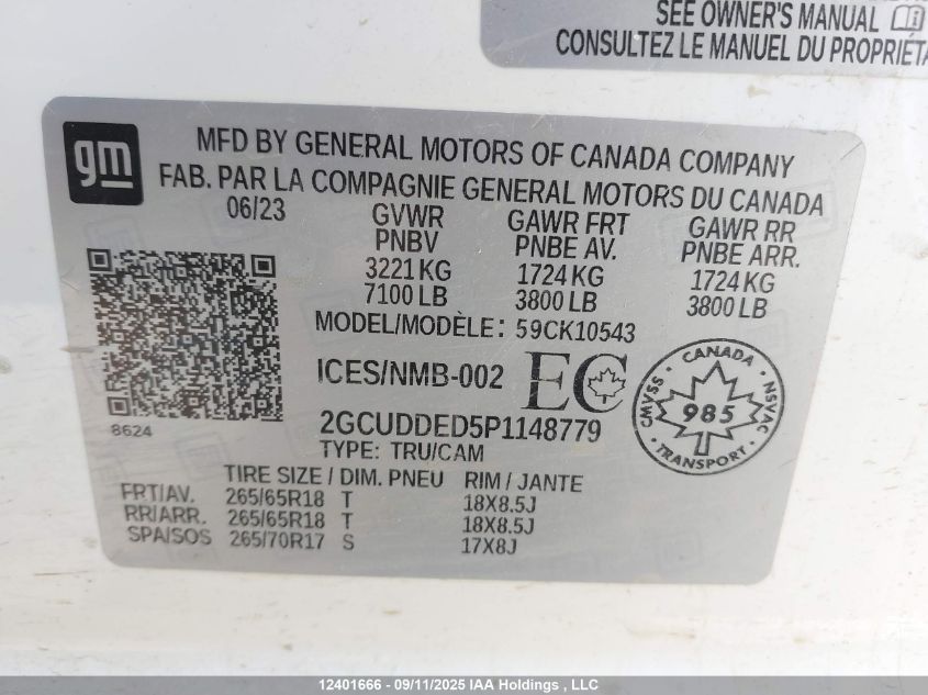 2023 Chevrolet Silverado K1500 Lt VIN: 2GCUDDED5P1148779 Lot: 12401666