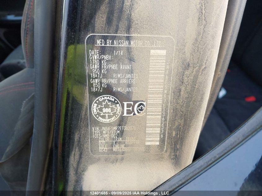 2014 Nissan Juke S/Sv/Sl/Nismo VIN: JN8AF5MR7ET362376 Lot: 12401685