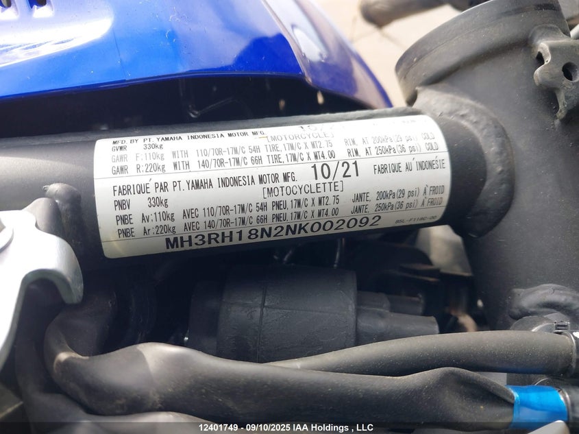 MH3RH18N2NK002092 2022 YAMAHA YZF photo no. 10