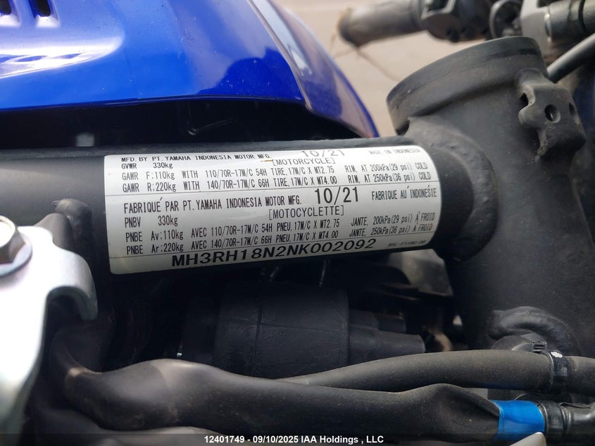 MH3RH18N2NK002092 2022 YAMAHA YZF photo no. 14