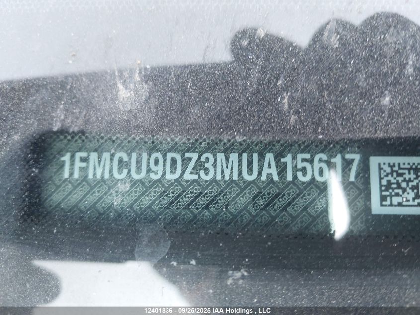 2021 Ford Escape Titanium Hybrid VIN: 1FMCU9DZ3MUA15617 Lot: 12401836