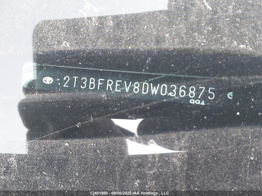 2013 Toyota Rav4 Le VIN: 2T3BFREV8DW036875 Lot: 12401980