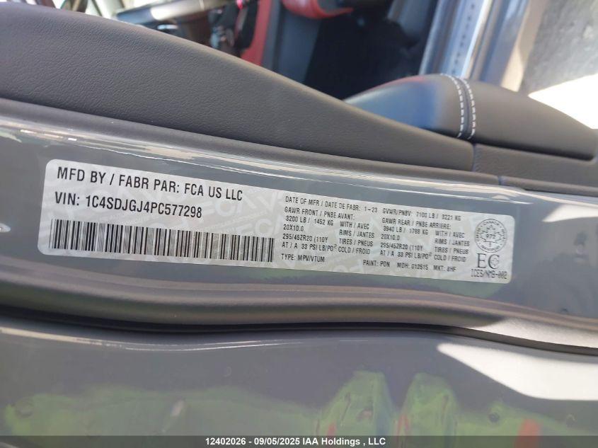 2023 Dodge Durango Srt 392 VIN: 1C4SDJGJ4PC577298 Lot: 12402026