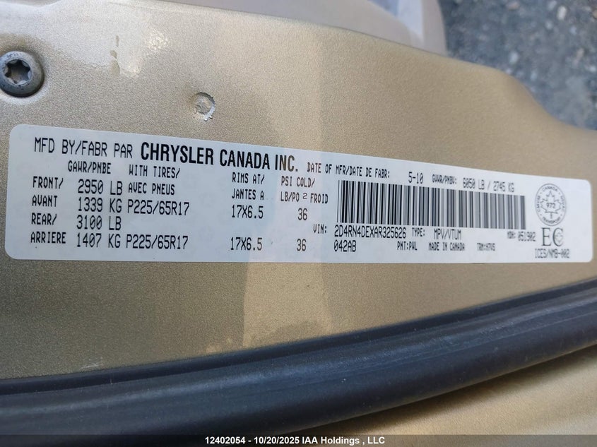 2D4RN4DEXAR325626 2010 DODGE CARAVAN photo no. 19