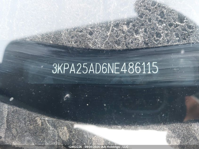 2022 Kia Rio Lx Premium/Lx+ VIN: 3KPA25AD6NE486115 Lot: 12402226