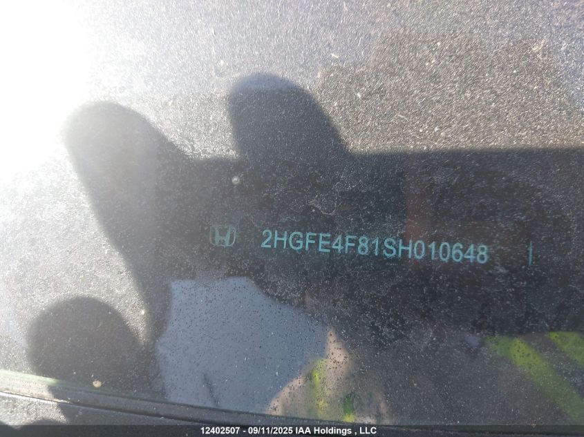 2025 Honda Civic Hybrid Sport/Sport Touring VIN: 2HGFE4F81SH010648 Lot: 12402507