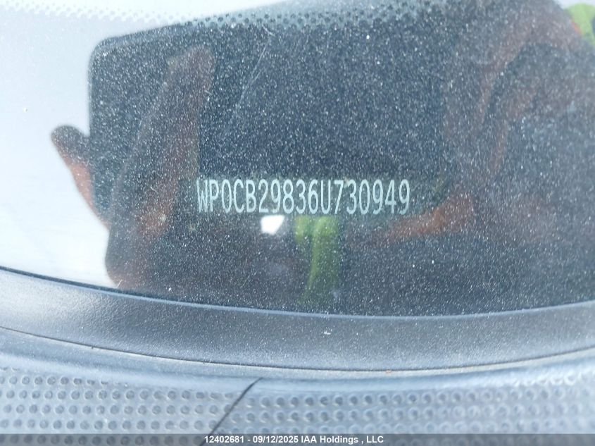 2006 Porsche Boxster S VIN: WP0CB29836U730949 Lot: 12402681