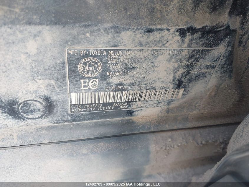 2020 Toyota Rav4 Xle/Xle Premium VIN: 2T3R1RFVXLC128257 Lot: 12402709