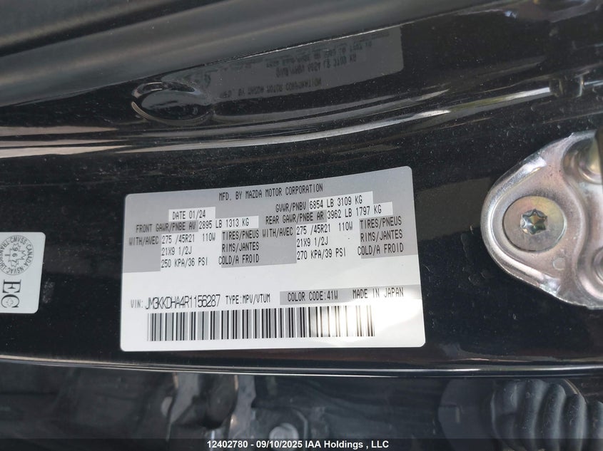 2024 Mazda Cx-90 Premium VIN: JM3KKDHA4R1156287 Lot: 12402780