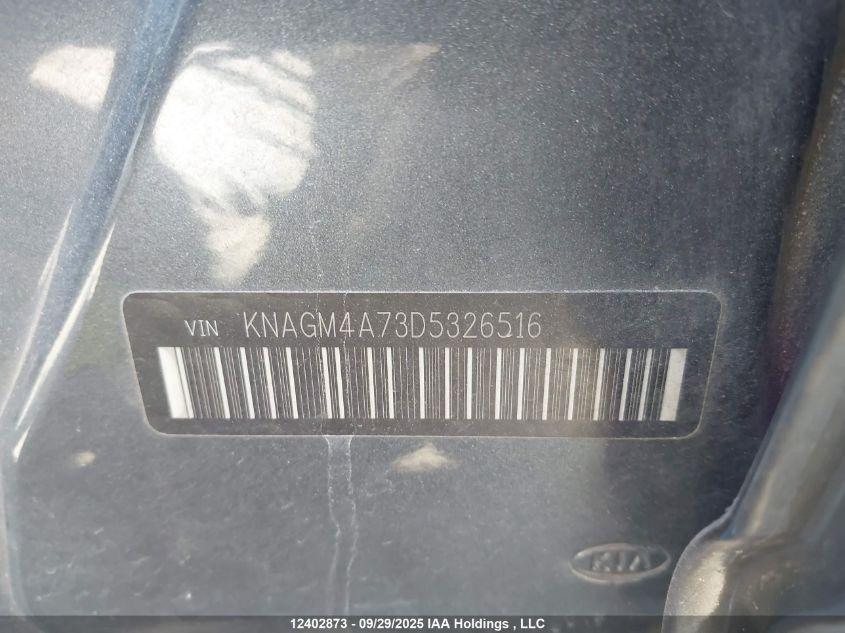 2013 Kia Optima Lx/Lx+ VIN: KNAGM4A73D5326516 Lot: 12402873