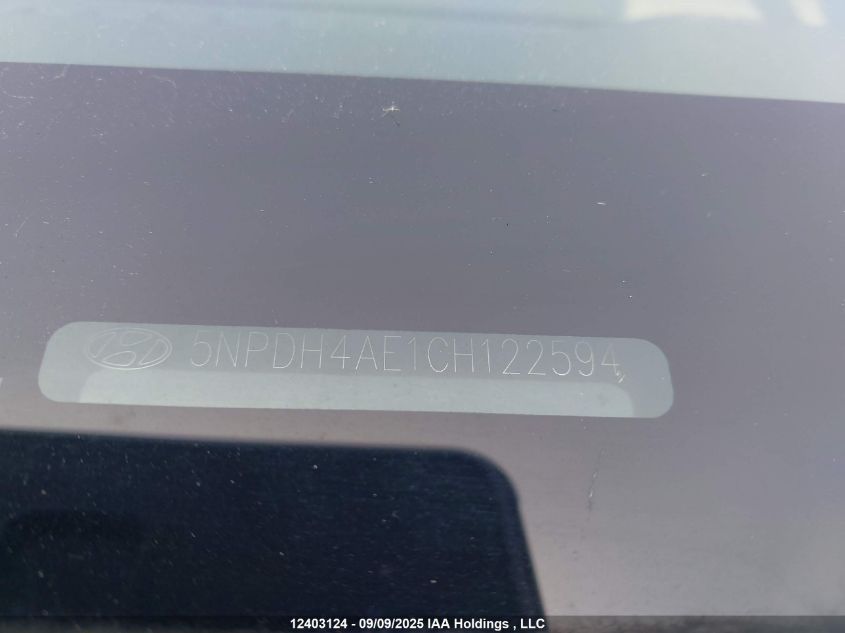2012 Hyundai Elantra VIN: 5NPDH4AE1CH122594 Lot: 12403124