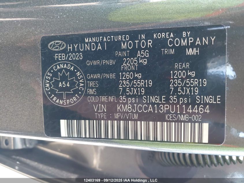 2023 Hyundai Tucson Hybrid VIN: KM8JCCA13PU114464 Lot: 12403169