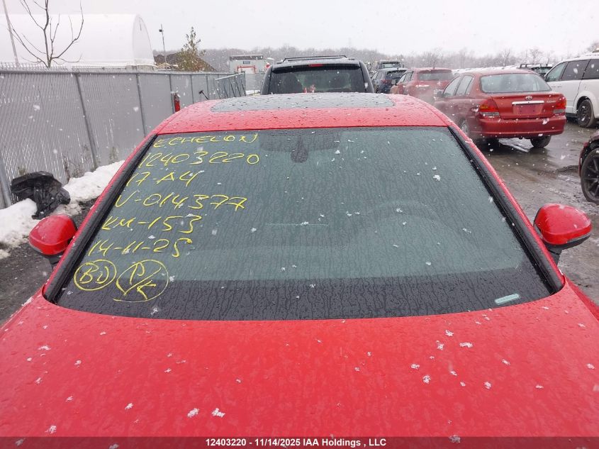 2017 Audi A4 Prestige VIN: WAUFNAF46HN014377 Lot: 12403220