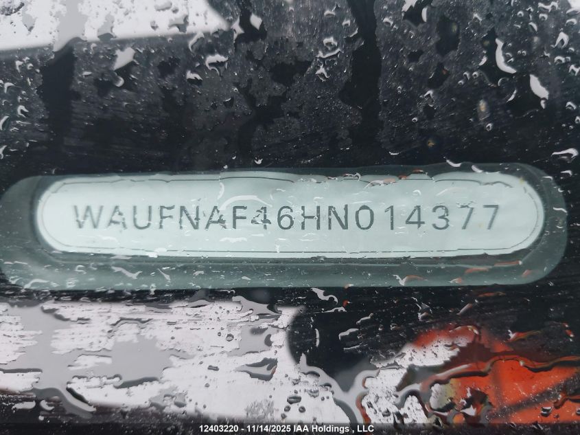 2017 Audi A4 Prestige VIN: WAUFNAF46HN014377 Lot: 12403220