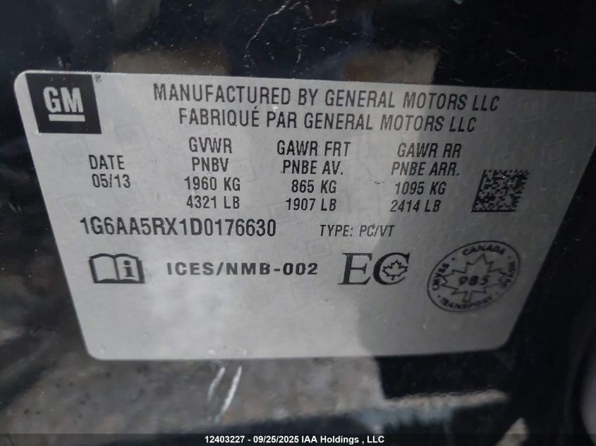 2013 Cadillac Ats Turbo VIN: 1G6AA5RX1D0176630 Lot: 12403227