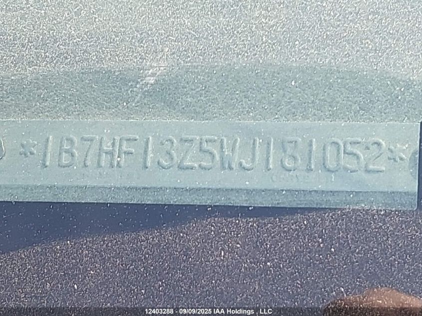 1998 Dodge Ram 1500 VIN: 1B7HF13Z5WJ181052 Lot: 12403288