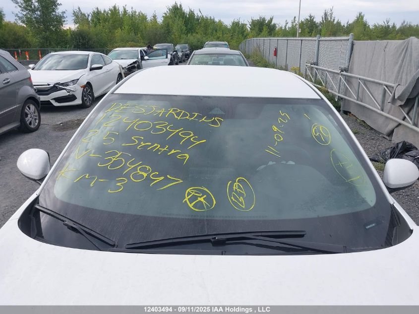 2025 Nissan Sentra S/S Plus VIN: 3N1AB8BV4SY354847 Lot: 12403494