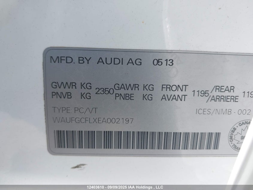 2014 Audi S4 3.0 Technik VIN: WAUFGCFLXEA002197 Lot: 12403610