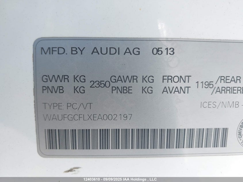 2014 Audi S4 3.0 Technik VIN: WAUFGCFLXEA002197 Lot: 12403610