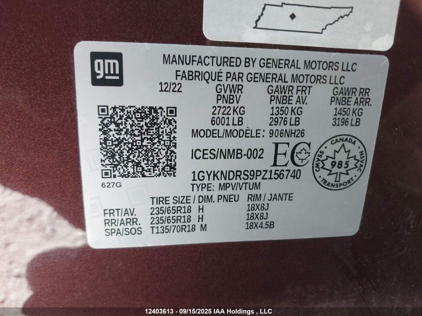 2023 Cadillac Xt5 VIN: 1GYKNDRS9PZ156740 Lot: 12403613