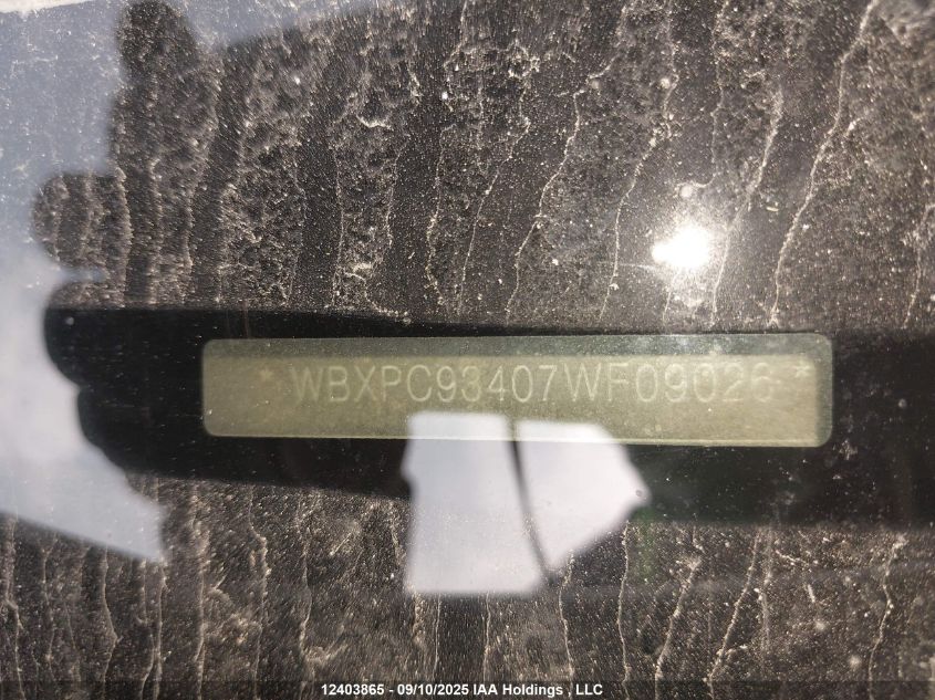 2007 BMW X3 3.0Si VIN: WBXPC93407WF09026 Lot: 12403865