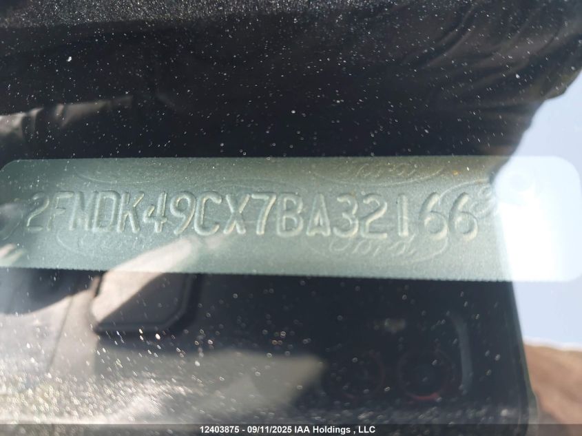 2007 Ford Edge Sel Plus VIN: 2FMDK49CX7BA32166 Lot: 12403875