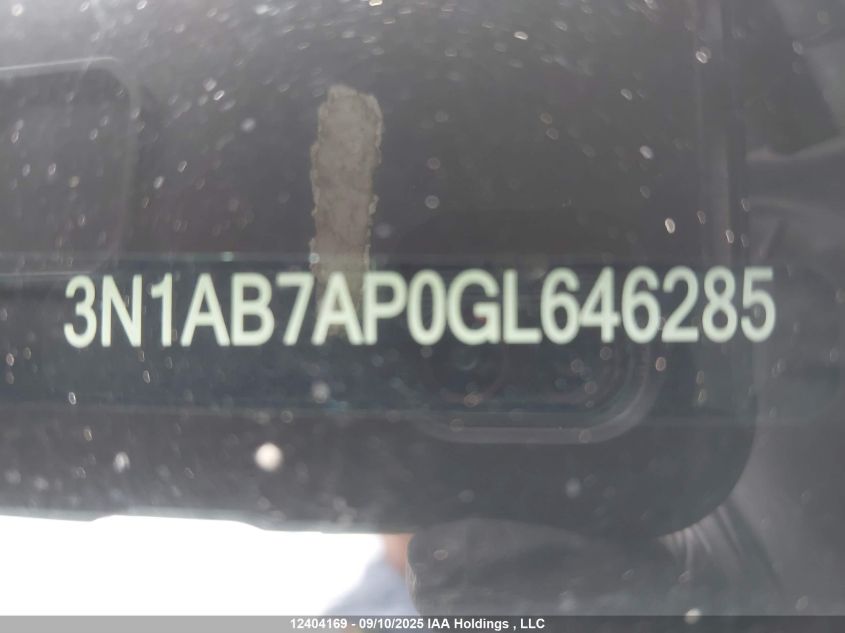 2016 Nissan Sentra 1.8 S/1.8 Sl/1.8 Sr/1.8 Sv VIN: 3N1AB7AP0GL646285 Lot: 12404169