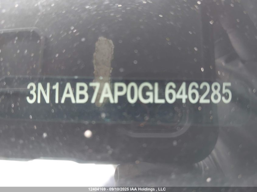 2016 Nissan Sentra 1.8 S/1.8 Sl/1.8 Sr/1.8 Sv VIN: 3N1AB7AP0GL646285 Lot: 12404169