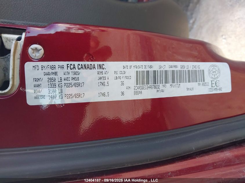 2017 Dodge Grand Caravan Gt VIN: 2C4RDGEG3HR878632 Lot: 12404187