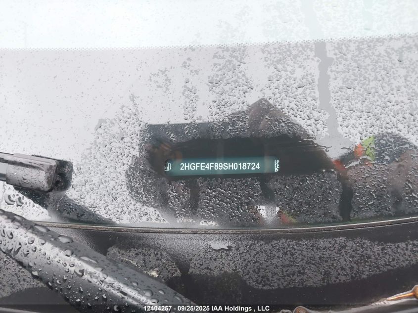 2025 Honda Civic Sport/Sport Touring VIN: 2HGFE4F89SH018724 Lot: 12404257