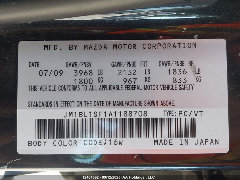 2010 Mazda 3 I VIN: JM1BL1SF1A1188708 Lot: 12404392