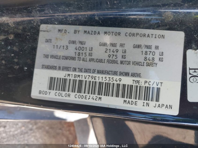 2014 Mazda Mazda3 Gs-Sky VIN: JM1BM1V79E1153549 Lot: 12404425