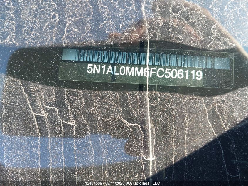 2015 Infiniti Qx60 VIN: 5N1AL0MM6FC506119 Lot: 12404506