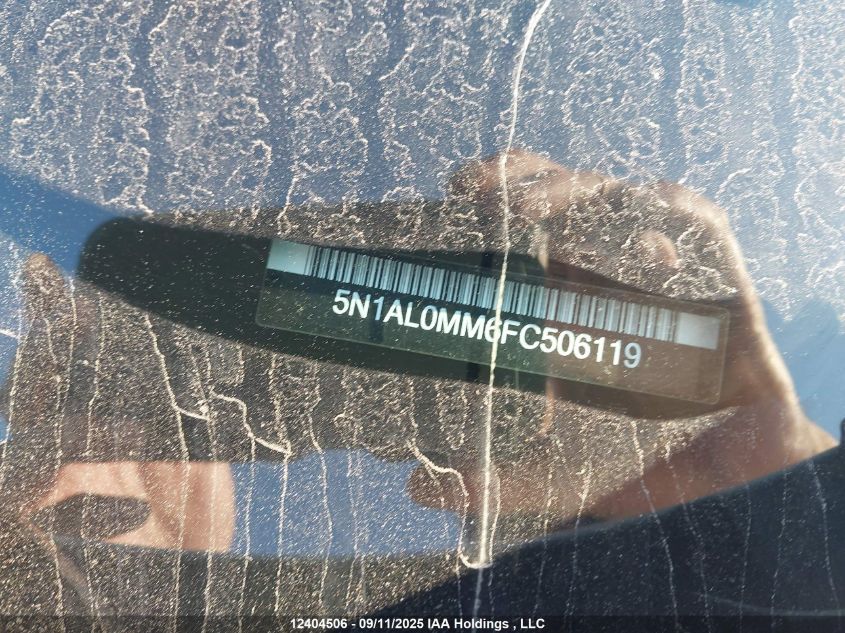 2015 Infiniti Qx60 VIN: 5N1AL0MM6FC506119 Lot: 12404506